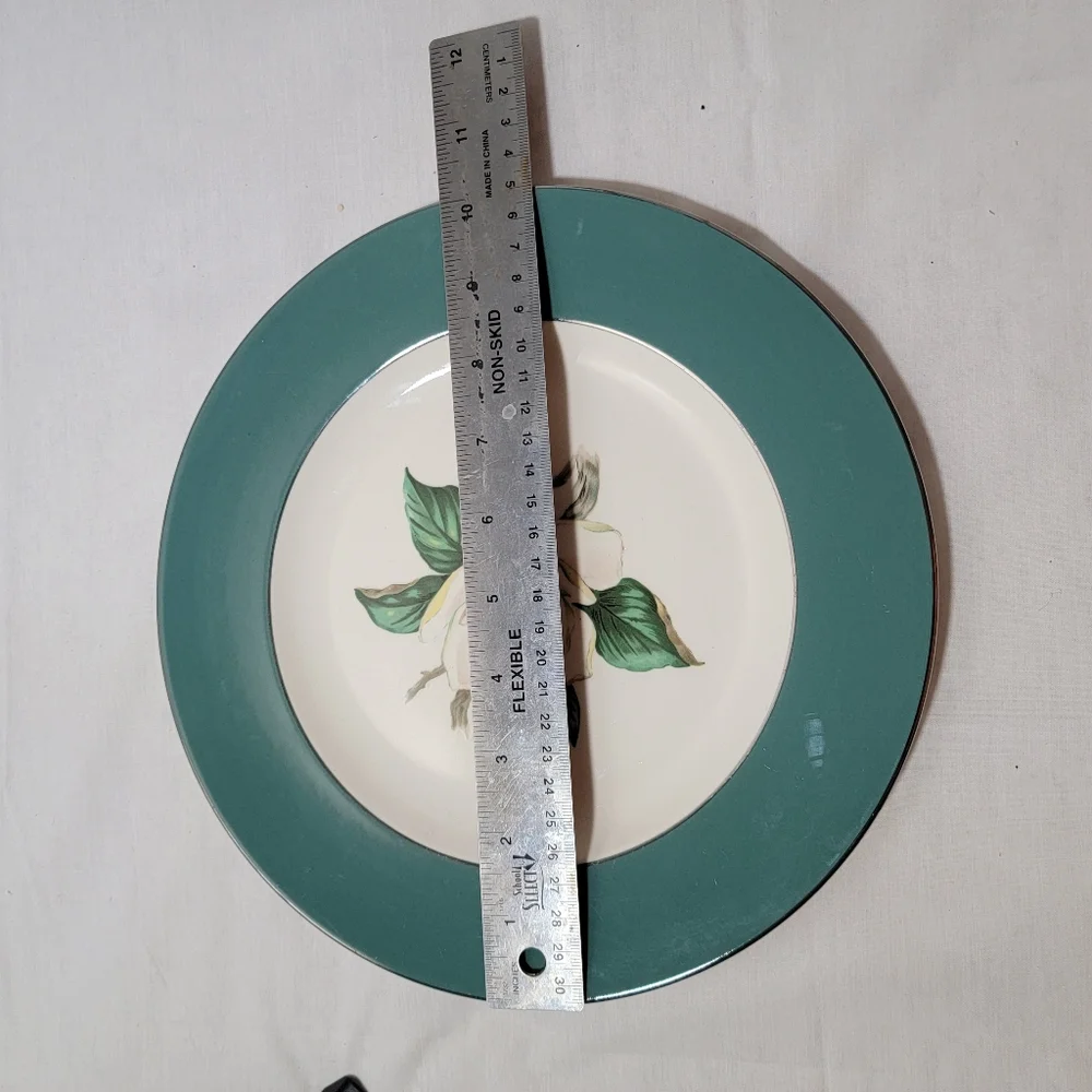 Vintage Homer Laughlin Cavalier Green Dinner Plate Gardenia Print B53N5